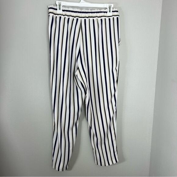 Zara Striped Drawstring Pull On Pant White - Picture 2 of 5